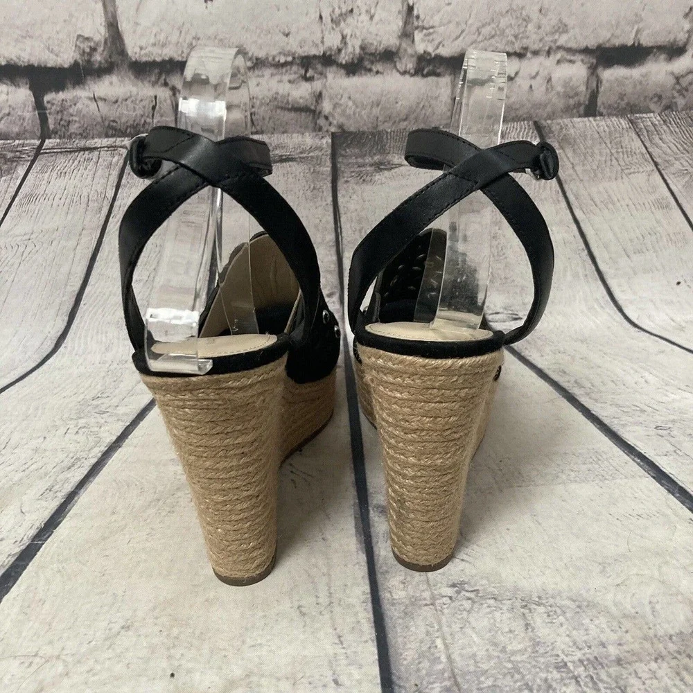 Marc Fisher Shoes Womens‎ Size 10 Black Hata Wedge Sandals Espadrille Studded